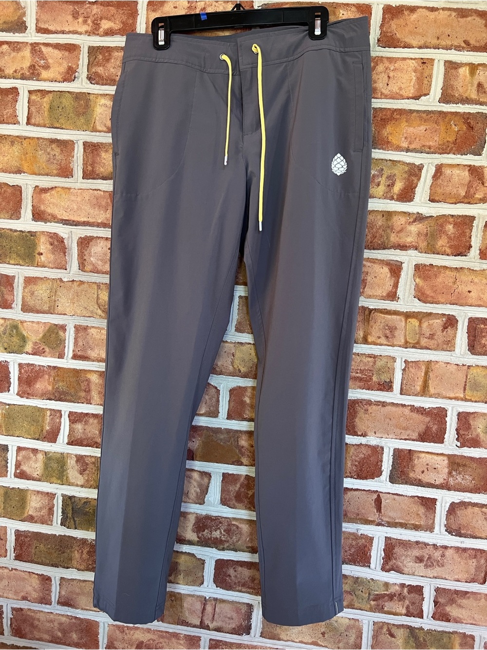 Stio Charcoal Straight-Leg Performance Pants with Yellow Drawcord 10R